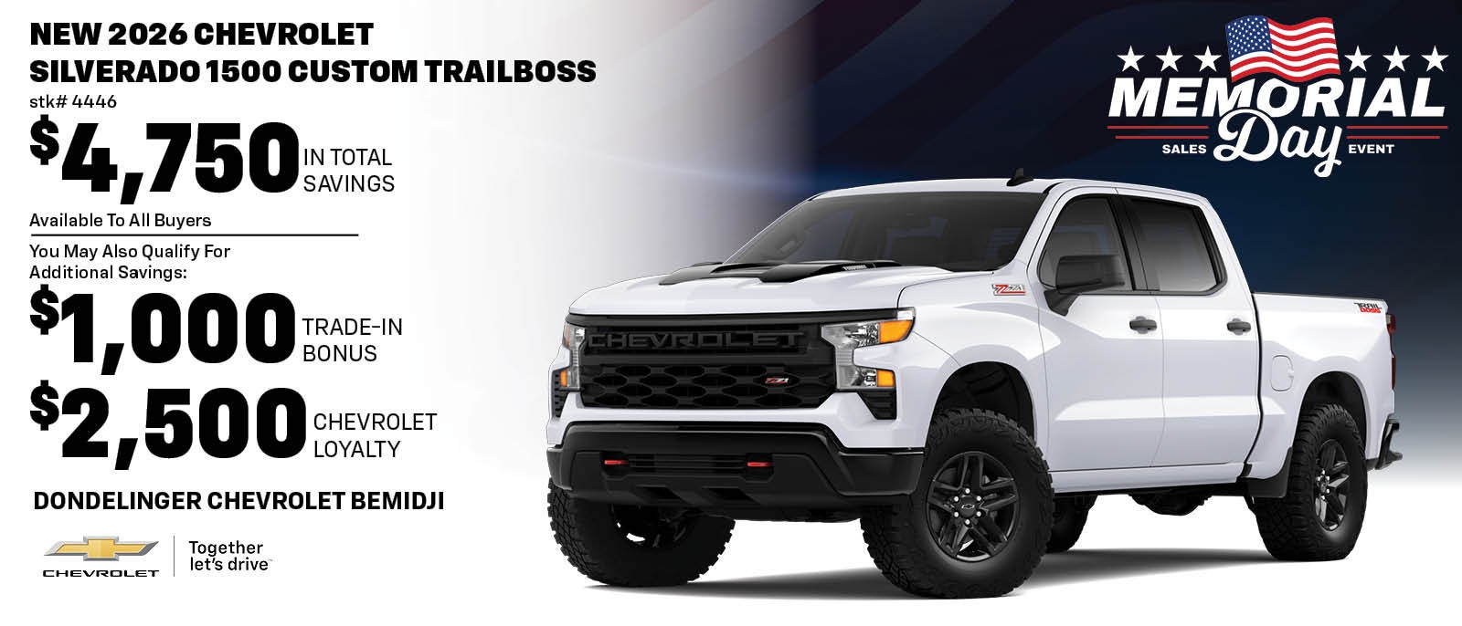 NEW 2026 CHEVROLET SILVERADO 1500 CUSTOM TRAILBOSS